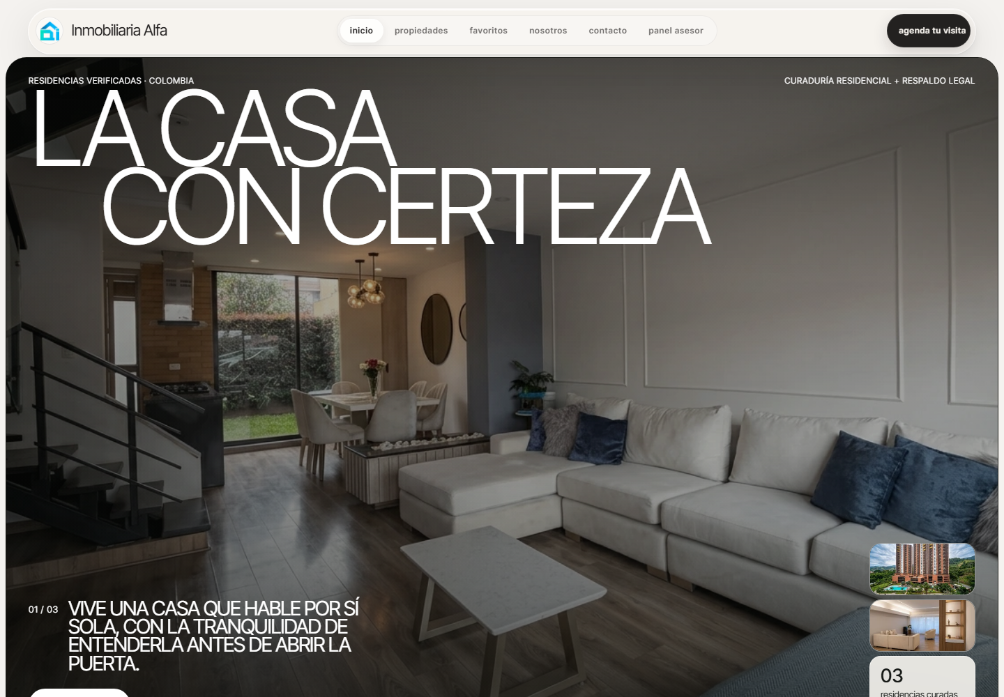 Catálogo inmobiliario de demostración conectado al inventario del panel